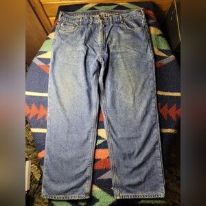 Carhartt Flannel Lined Jeans Mens 44x29 Relaxed Fit B172 DST Blue Denim